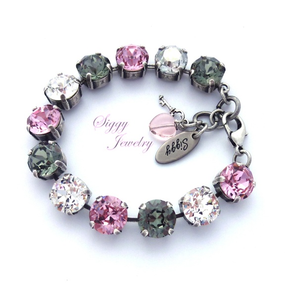Swarovski® Crystal Bracelet, Pink, Clear, Gray - Picture 2 of 6